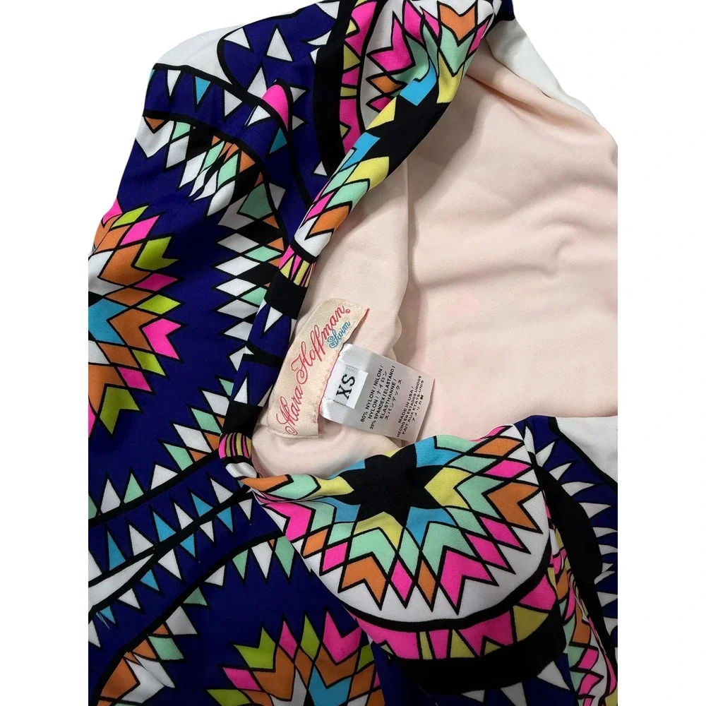 Mara Hoffman Geometric Print Cutout Monokini One Piece Swimsuit XS Multicolor